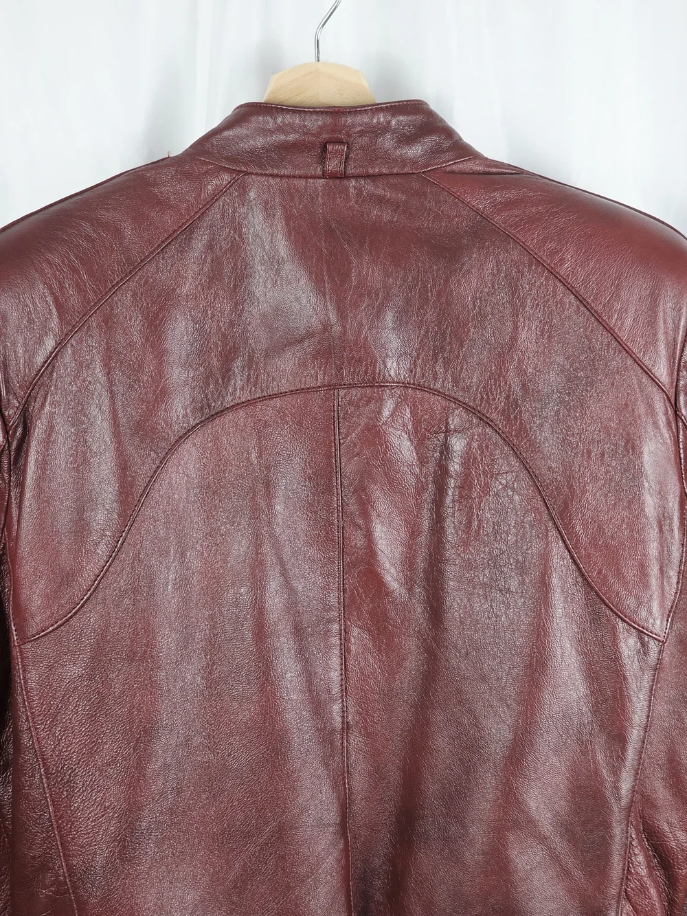 Lapiel Burgundy Leather Bomber Zip Up Jacket Size 42 - Picture 10 of 16
